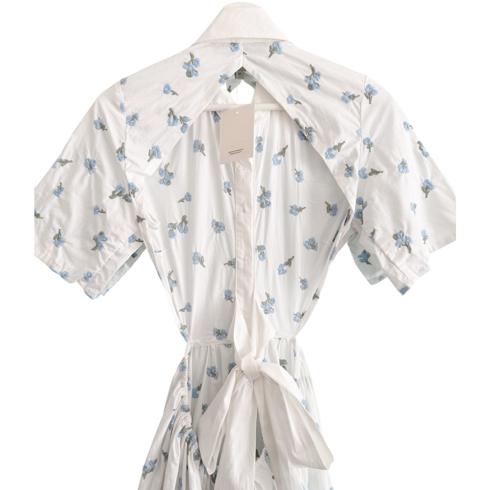 Sister Jane Lapis Shell Midi Shirtdress Rhinestone Buttons Open Back Nwt Small — image 8 of 8